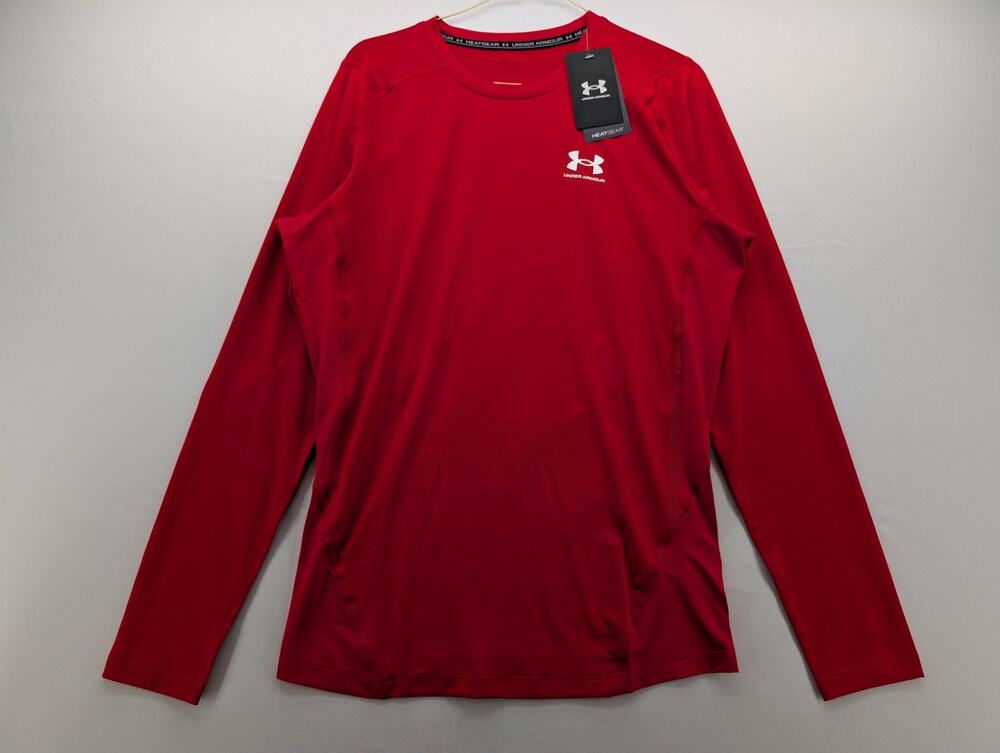 NWT Under Armour HeatGear Men's Compression Long Sleeve in Red Size Medium